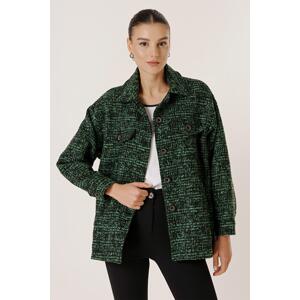 By Saygı Lined Mixed Pattern Stitched Jacket with Side Pockets