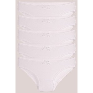 armonika Women's White Cotton Lycra Bikini Panties 5 Pack