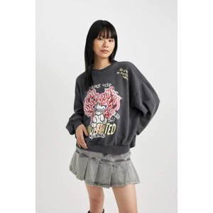 DEFACTO Oversize Fit Printed Thick Sweatshirt