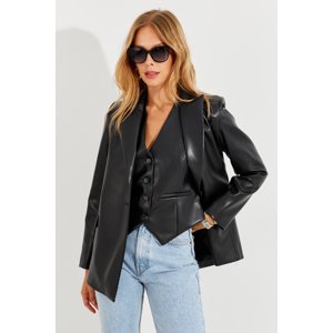 Cool & Sexy Women's Black Faux Leather Lined Jacket