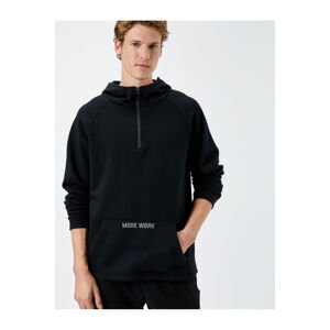 Koton Hooded Half-Zip Sports Sweatshirt Kangaroo With Pocket