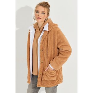 Cool & Sexy Women's Camel Teddy Jacket Q980
