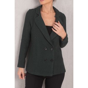 armonika Women's Emerald Stripe Patterned Four Button Cachet Jacket