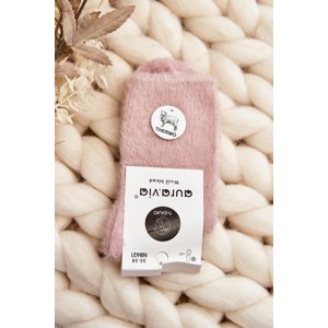 Teplé hladké dámské ponožky alpaka růžové