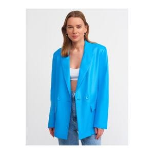 Dilvin 6939 Faux Leather Jacket-blue