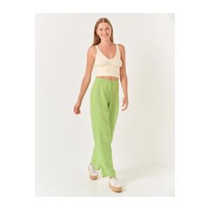 Jimmy Key Pistachio Green Loose Cut High Waist Linen Trousers