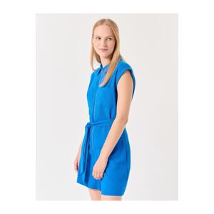 Jimmy Key Cobalt Loose Fit, Zippered Linen Jumpsuit.