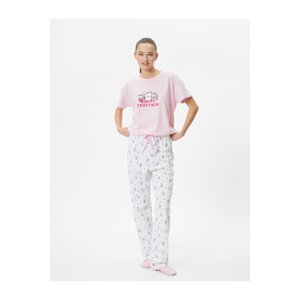 Koton Short Sleeve Pajama Set Printed Crew Neck