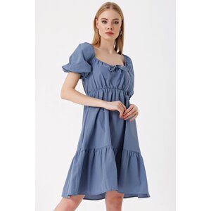 Bigdart 2351 Flared Poplin Dress - Indigo