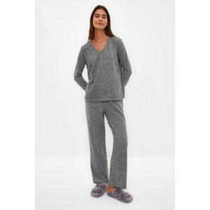Trendyol Khaki Soft T-shirt-Pants Knitted Pajama Set