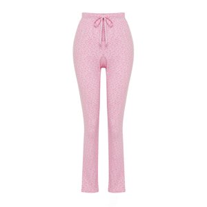 Růžové květinové bavlněné pletené pyžamové kalhoty od Trendyol