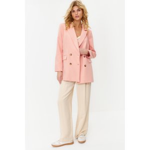 Trendyol Dusty Rose Oversize Lined Buttoned Woven Blazer Jacket