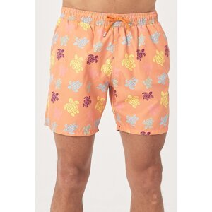 AC&Co / Altınyıldız Classics Men's Orange Standard Fit Casual Patterned Swimsuit Swim Shorts
