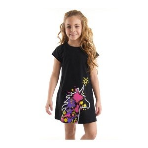 Mushi Girls Unicorn Splash Cotton Black Dress