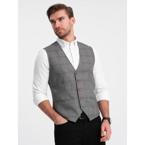 Ombre Men's vest without lapels in fine check - graphite