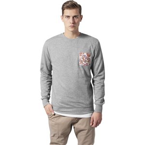 Kontrastní kapsa Crewneck šedá/květinová