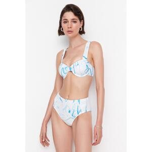 Trendyol Blue Abstract Pattern Bikini Top