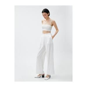 Koton Wide Leg Trousers with Pockets, Elastic Waist.