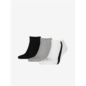 Sada tří párů ponožek v černé, bílé a světle šedé barvě Puma Lifesty - Pánské