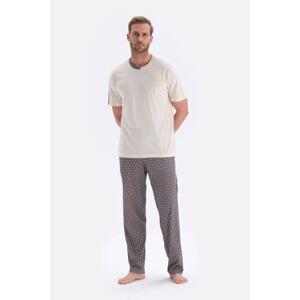 Dagi Off-White Short-Sleeved Knitted Pajamas Set