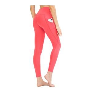 LOS OJOS Women's Coral Belted High Waist Double Pockets Constrictor Sports Leggings.