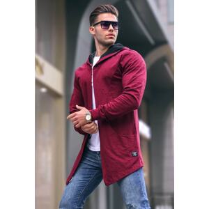Madmext Burgundy Ripped Detailed Cardigan 4093