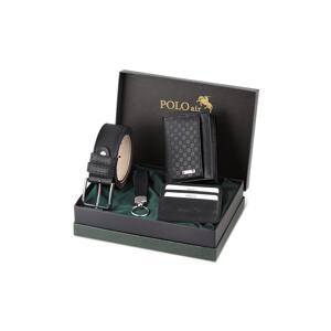 Polo Air Checkerboard Pattern Wallet It Makes It Own Card Holder Belt Keychain Combine Black Set.