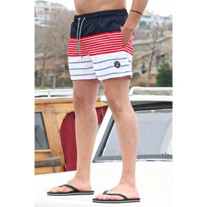 Madmext Black Striped Men's Marine Shorts 6362
