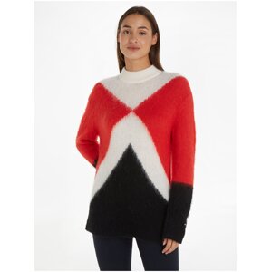 Krémovo-červený dámský svetr s příměsí vlny Tommy Hilfiger - Dámské