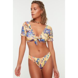 Trendyol Mustard Floral Print Bikini Bottoms