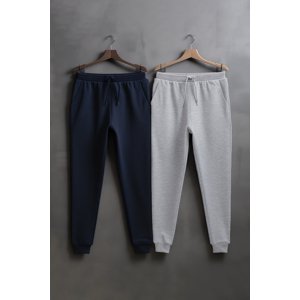 Trendyol Navy Blue Men's Regular/Normal Fit Elastic Leg Basic 2-Pack Sweatpants