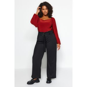Trendyol Curve Black Belt Detailed Knitted Trousers