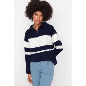 Trendyol Navy Wide Fit Basic Color Block Knitwear Sweater