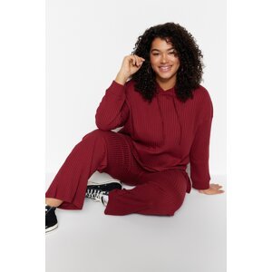 Trendyol Curve Claret Red Knitted Top-Bottom Set