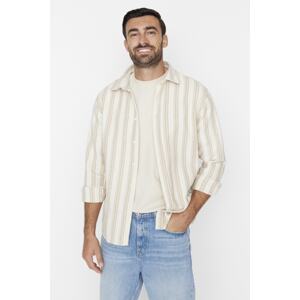 Trendyol Beige Men's Relax Fit Striped Shirt