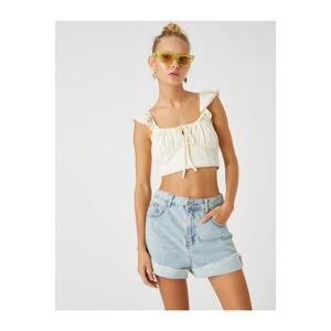 Koton Crop Top Sweetheart Neckline Ruffles