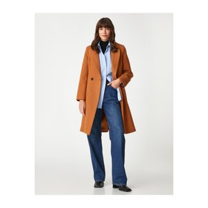 Koton Long Cashmere Coat Double Breasted Double Buttoned with Pockets