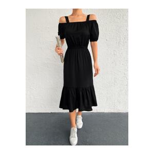 armonika Women's Black Elastic Waist Strap Dress