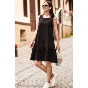 armonika Women's Black Sleeveless Frilly Skirt Dress