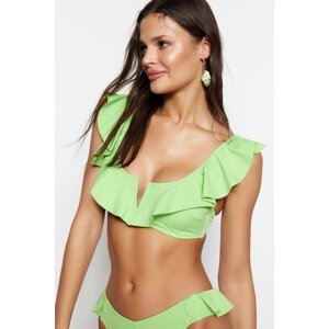 Trendyol Green Bralette Flounce Bikini Top