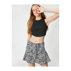 Koton Patterned Short Skirt Mini Waist Belted Ruffled