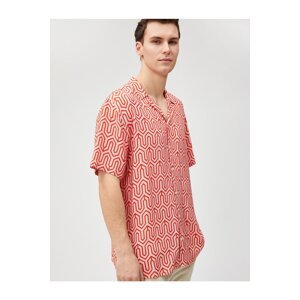 Koton Short Sleeve Shirt Geometric Print Turndown Collar