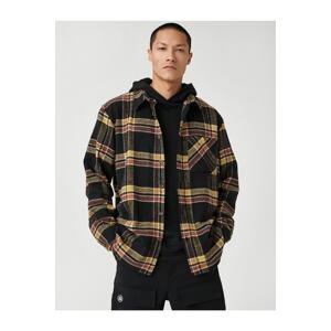 Koton Checkered Lumberjack Shirt Classic Cuff Collar Long Sleeved With Pockets.