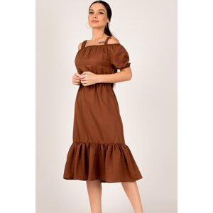armonika Women's Brown Elastic Waist Strap Dress
