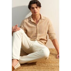 Trendyol Limited Edition Stone Men's Regular Fit Striped Textured Shirt