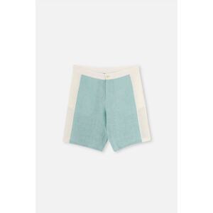 Dagi Ecru - Green Linen Shorts