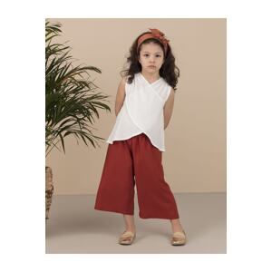 Mushi Besuto Girl's Woven Blouse Capri Trousers Set