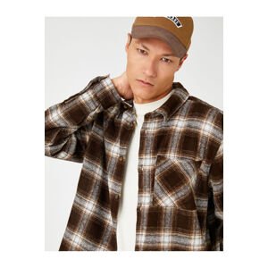 Koton Lumberjack Shirt with Pocket Detailed Long Sleeve, Classic Collar