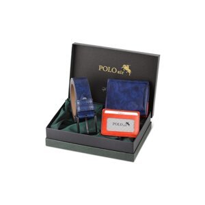 Polo Air Boxed Men's Sports Wallet Belt Card Holder Set Navy Blue