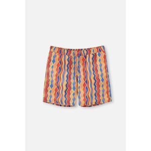 Dagi Blue-yellow Patterned Mid Sea Shorts